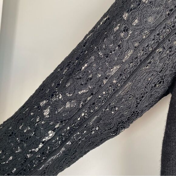 Cami NYC Lita Open-Knit Lace Sleeve 100% Merino Wool Cardigan Sweater - Picture 4 of 6